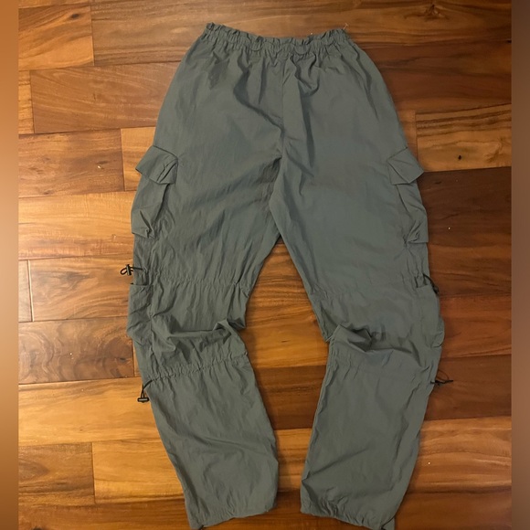 Grey Cargo Parachute Pants - Picture 2 of 4